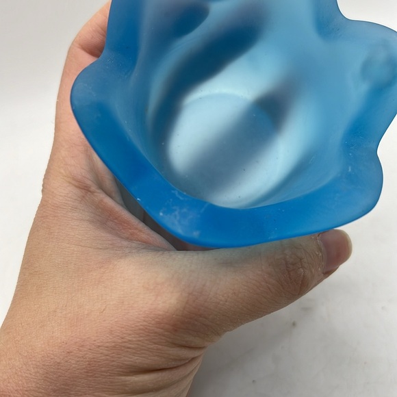 Vtg Iittala Tulip Frosted Glass Votive Tealight Candle Holder Collectible Blue - Picture 9 of 11